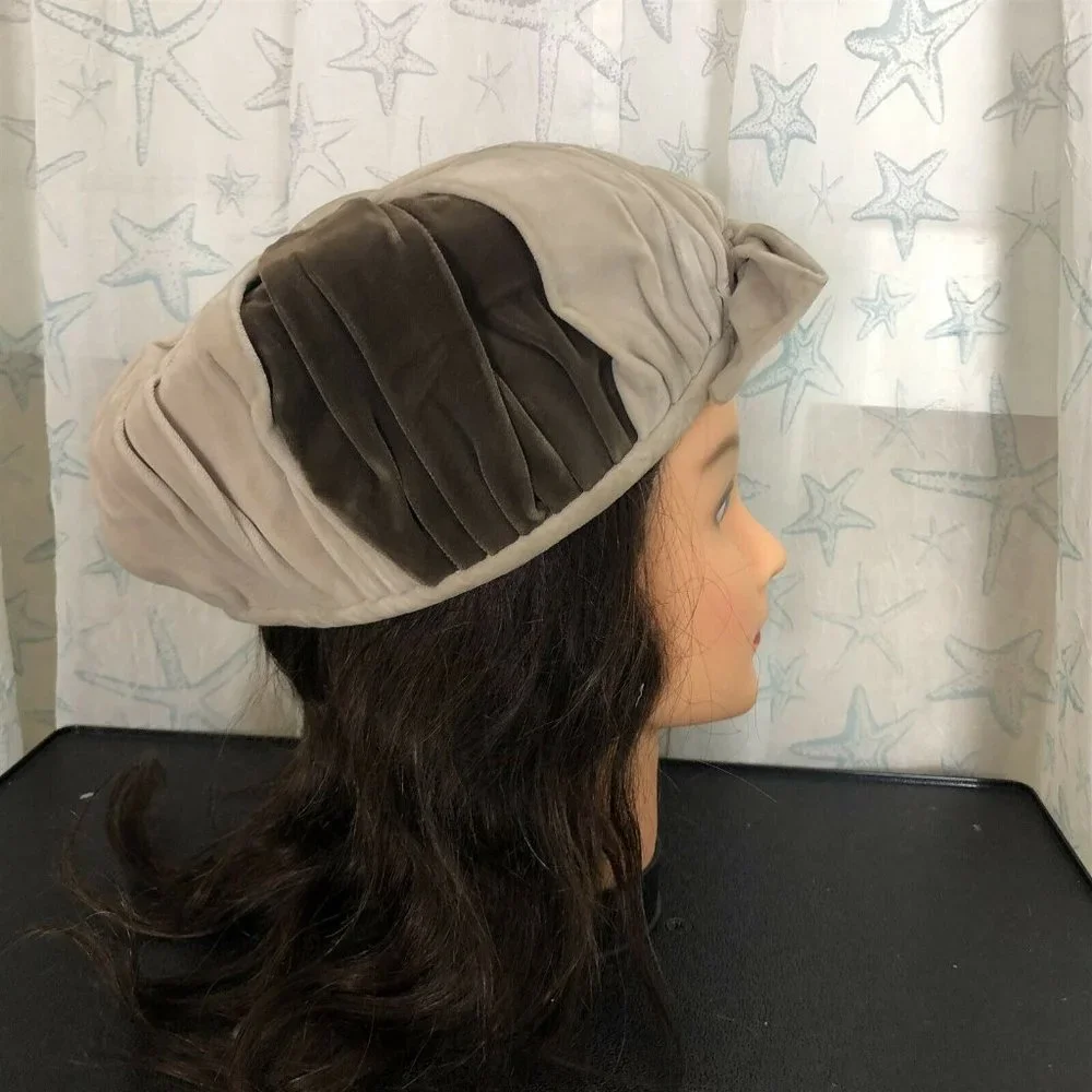 Vintage Women's Pillbox Style Velvet Hat Nell New York Colorblock - Picture 5 of 12